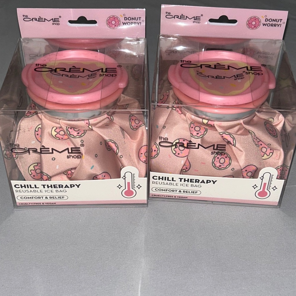 X2 The Creme Shop Chill Therapy Reusable Ice Bag Donut Print Pink Comfort Relief